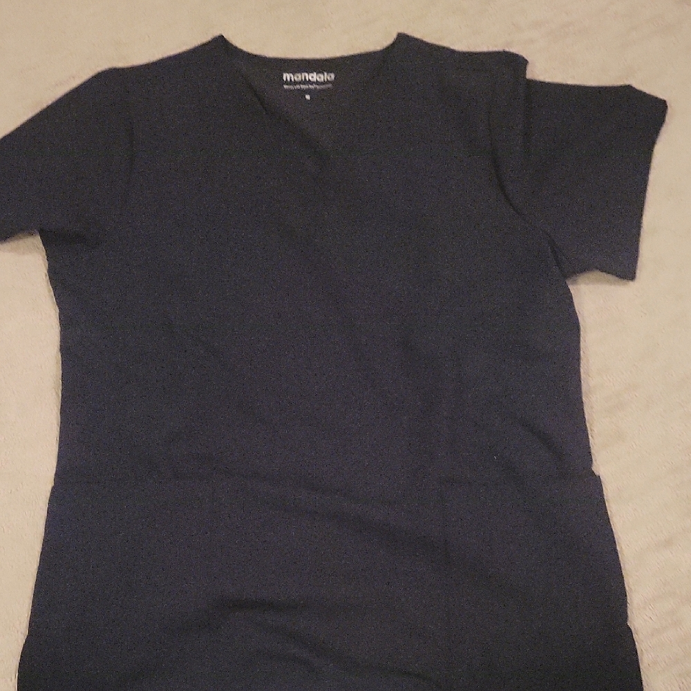 Mandala Navy Scrub Top